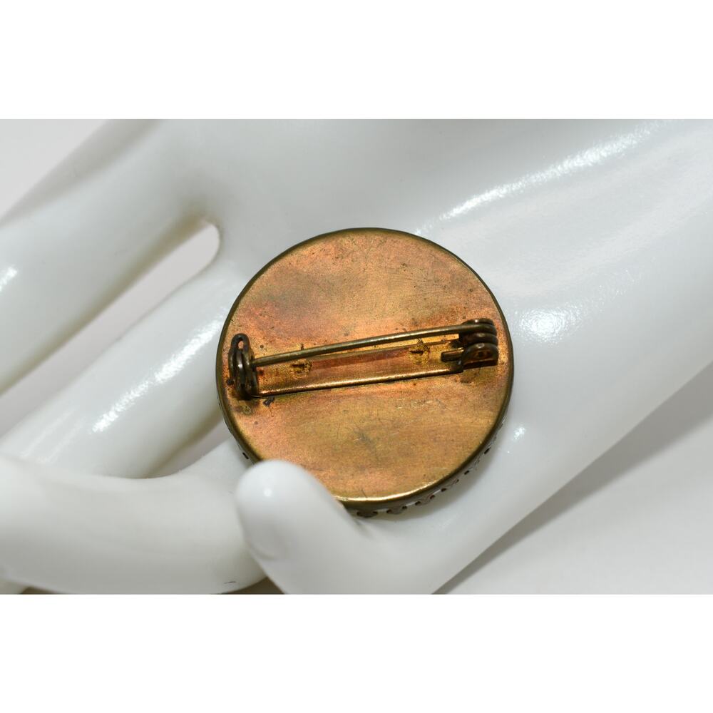 Vintage 1950s Three Leaf Clover Brooch Lucite Dome Pin - Picture 3 of 10